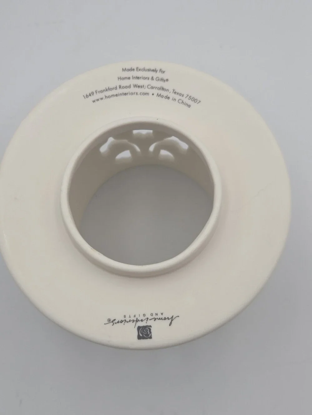 Home Interiors Preston Lattice  Ceramic Candle Shade Pierce Design Ivory